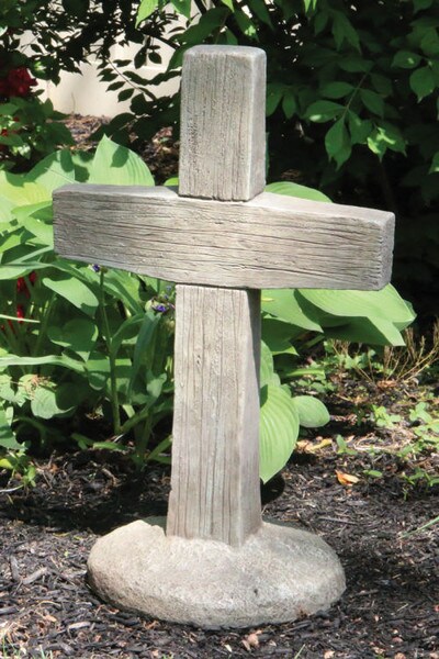 Cross Wood Grained Garden Cement Statue Cemetery Statuary